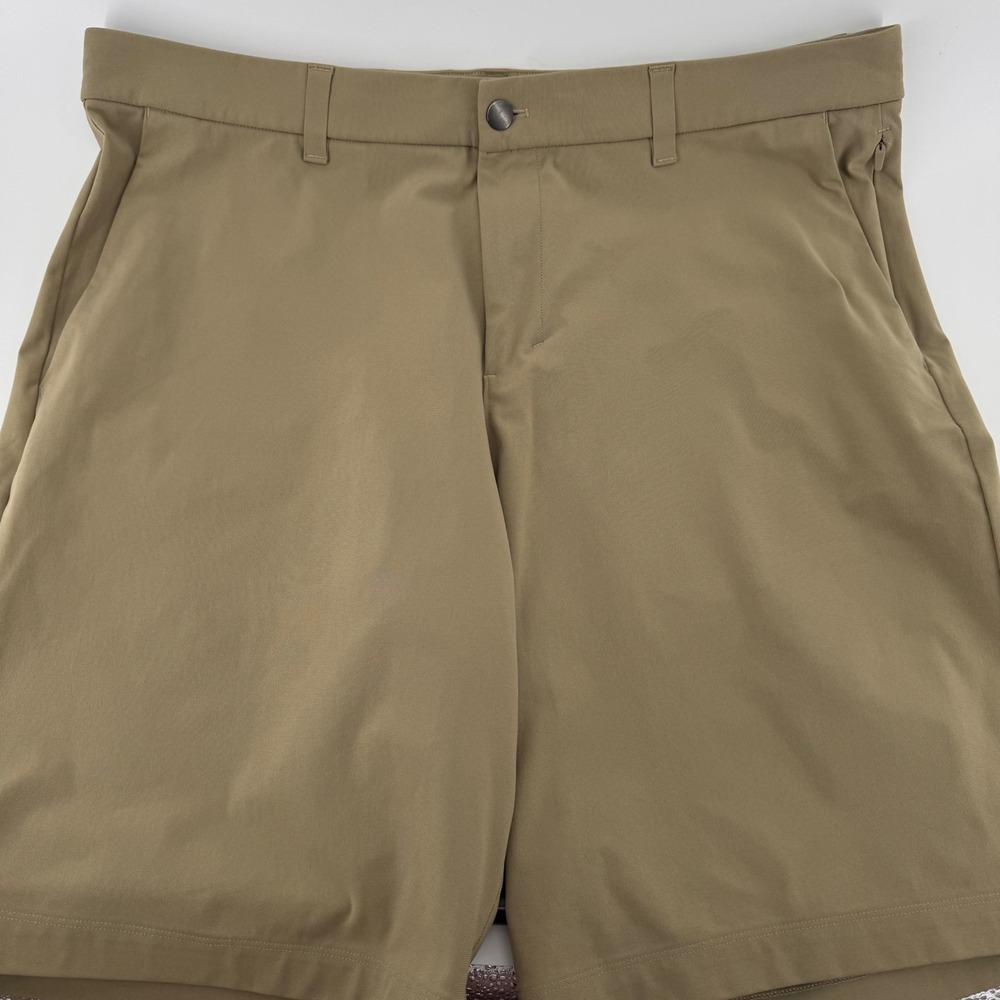 Lululemon Commission Shorts Mens 37 Khaki Tan Warpstreme 9" Breathable Golf Tech